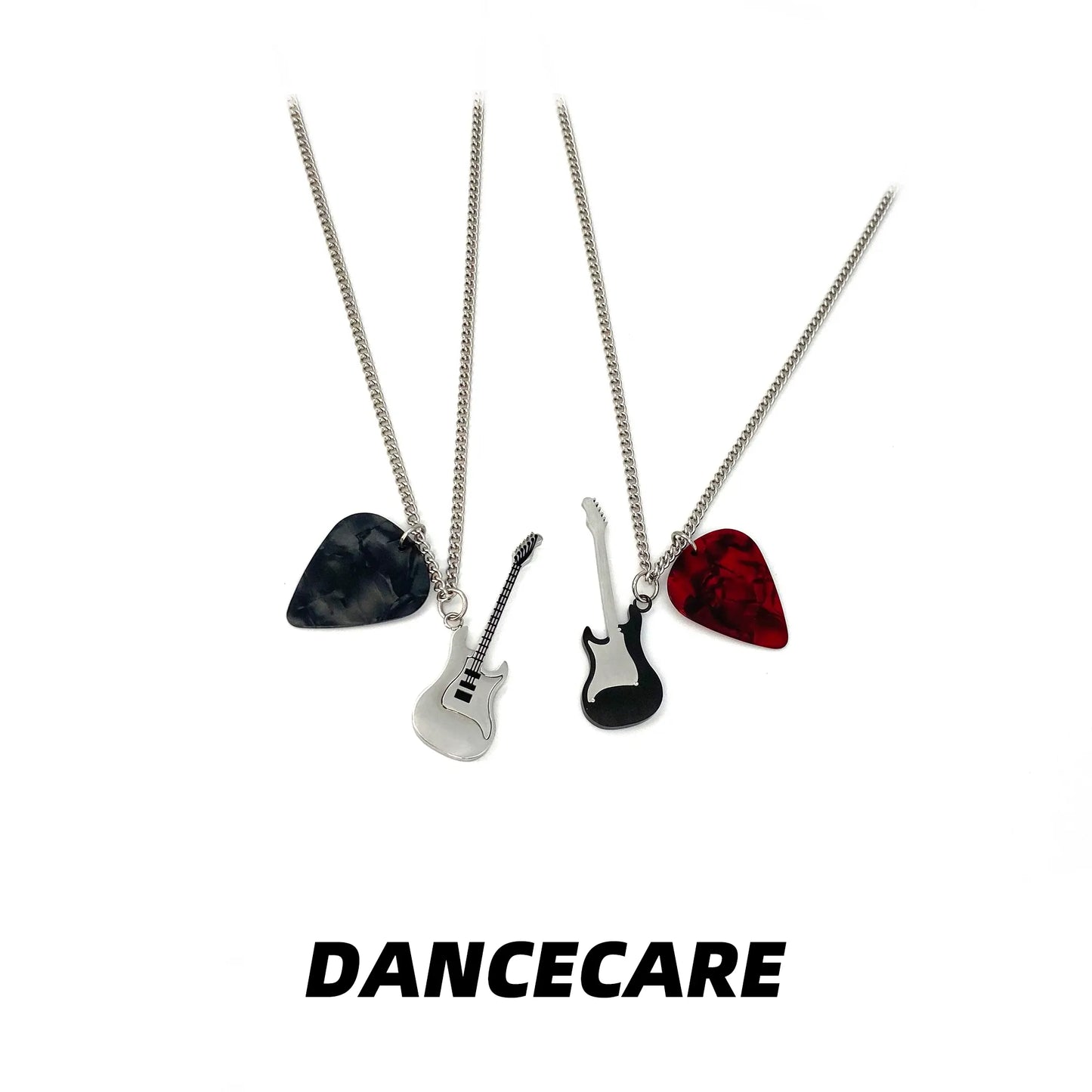 DANCECARE Guitar Pick Necklace โ Purple Pick & Silver Chain, 70cm Rock Hip-Hop Pendant