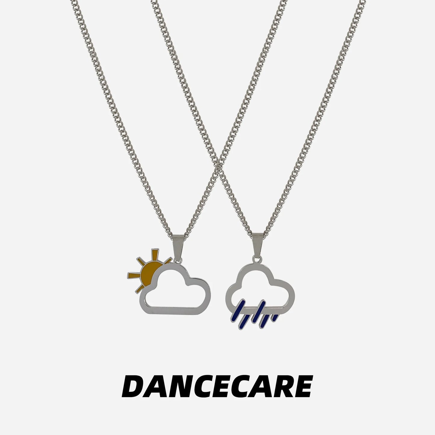 DANCECARE · Weather Series Necklace – Cloud & Sun Pendant, Unisex Couple Jewelry 60cm