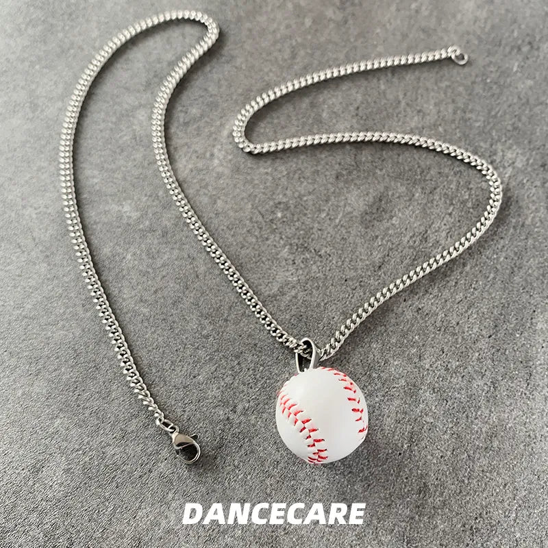 DANCECARE Baseball Necklace – Swing Your Dreams Pendant, Unisex 70cm