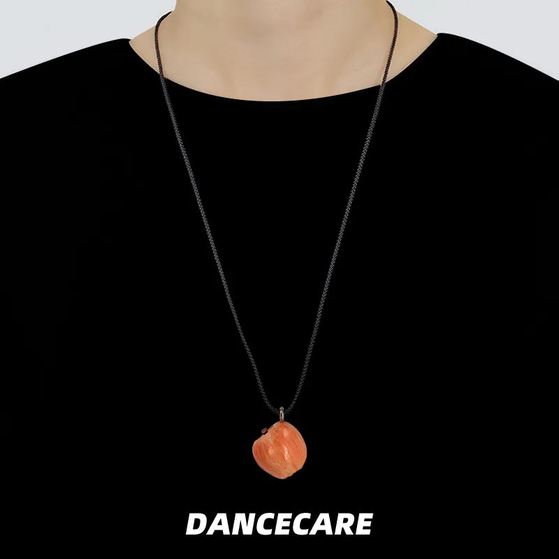 DANCECARE Apple Pendant Necklace โ Red Fruit Choker, Unisex Adjustable 70cm