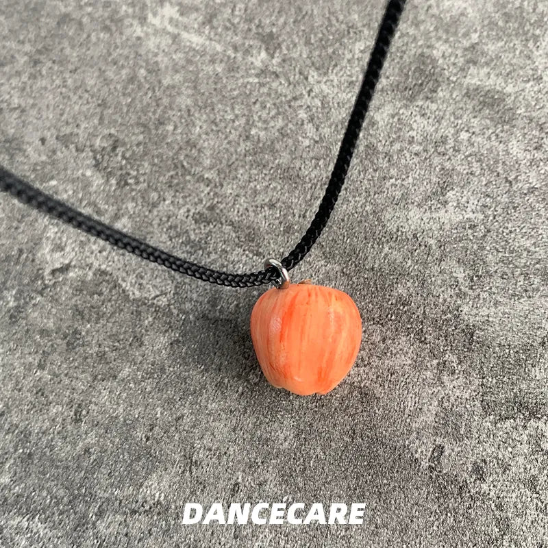 DANCECARE Apple Pendant Necklace โ Red Fruit Choker, Unisex Adjustable 70cm