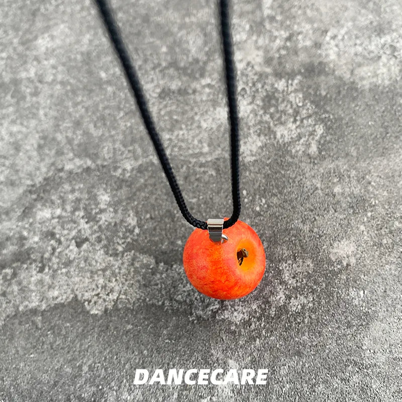DANCECARE Apple Pendant Necklace โ Red/Green Apple, Unisex Adjustable 70cm