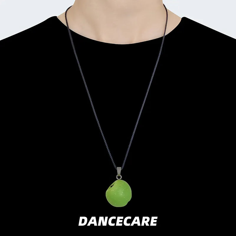 DANCECARE Apple Pendant Necklace โ Red/Green Apple, Unisex Adjustable 70cm
