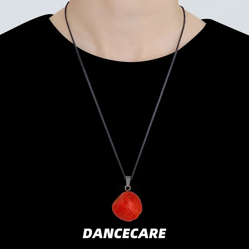 DANCECARE Apple Pendant Necklace โ Red/Green Apple, Unisex Adjustable 70cm