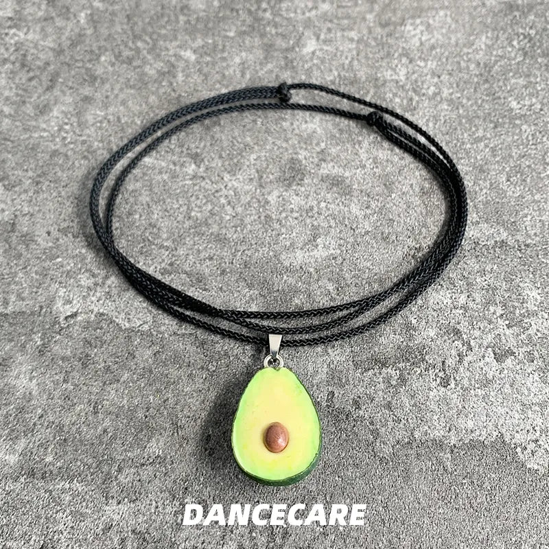 DANCECARE Avocado Pendant Necklace – Handmade Fruit Choker, Unisex Adjustable 70cm