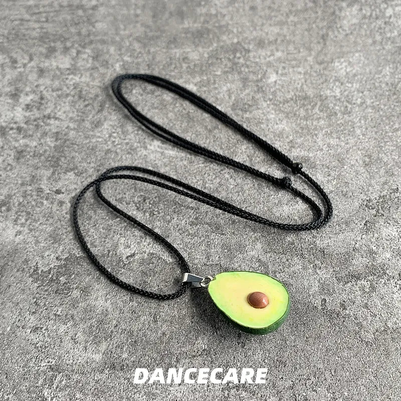 DANCECARE Avocado Pendant Necklace – Handmade Fruit Choker, Unisex Adjustable 70cm