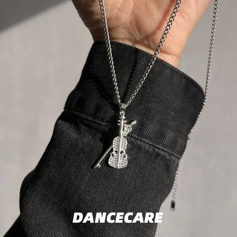 DANCECARE Violin Pendant Necklace โ Music Lover Unisex Necklace, 60+5cm Adjustable