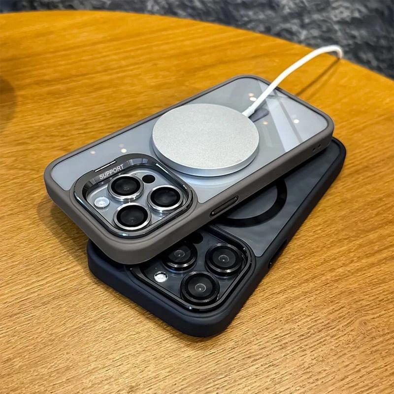 Shockproof Mag Safe Clear Case For iPhone 16 Pro Max 17 Camera Lens Protector Phone Cover Built-in Kickstand