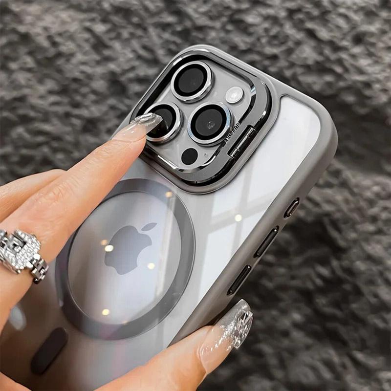 Shockproof Mag Safe Clear Case For iPhone 16 Pro Max 17 Camera Lens Protector Phone Cover Built-in Kickstand