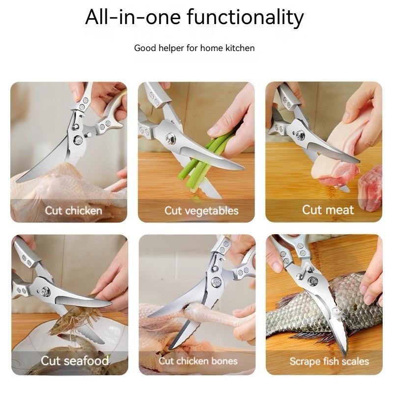 Kitchen Shears with Slip Handle & Safety Lock,Professional Heavy Duty Kitchen Scissors,Meat Cutting, Turkey, Fish, Vegetables, Dishwasher Safe