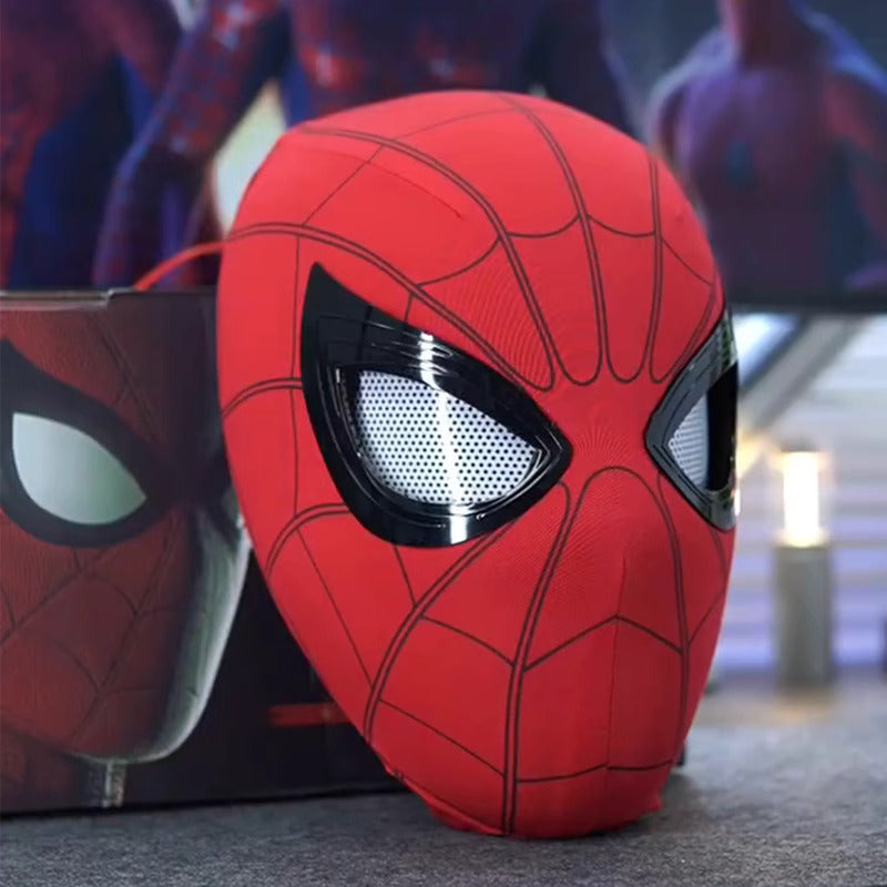 Spider-Man Mask with Movable Eyes & Jaw-Controlled Blinking โ Electric Cosplay Helmet Toy