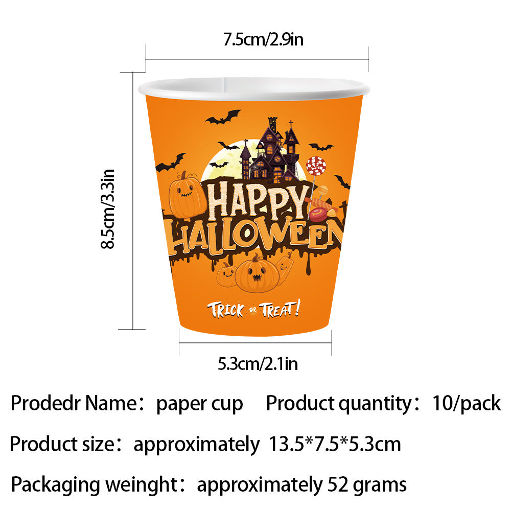 Halloween Castle Party Tableware Set – Plates, Cups, Tablecloth & Banner 🎃🏰