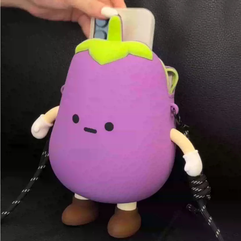 Cute Eggplant Coin Purse & Phone Bag