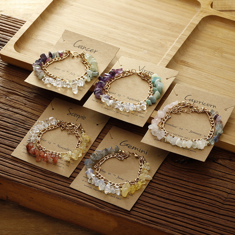 Handmade zodiac gravel bracelet