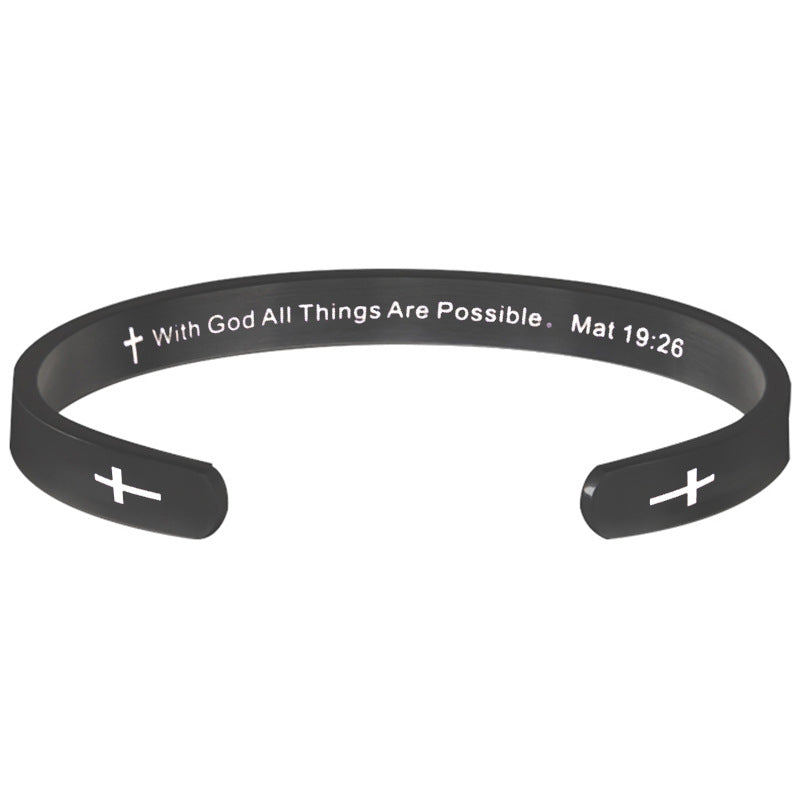 "Anything Is Possible" Engraved Retro Bracelet – Stainless Steel Cuff
