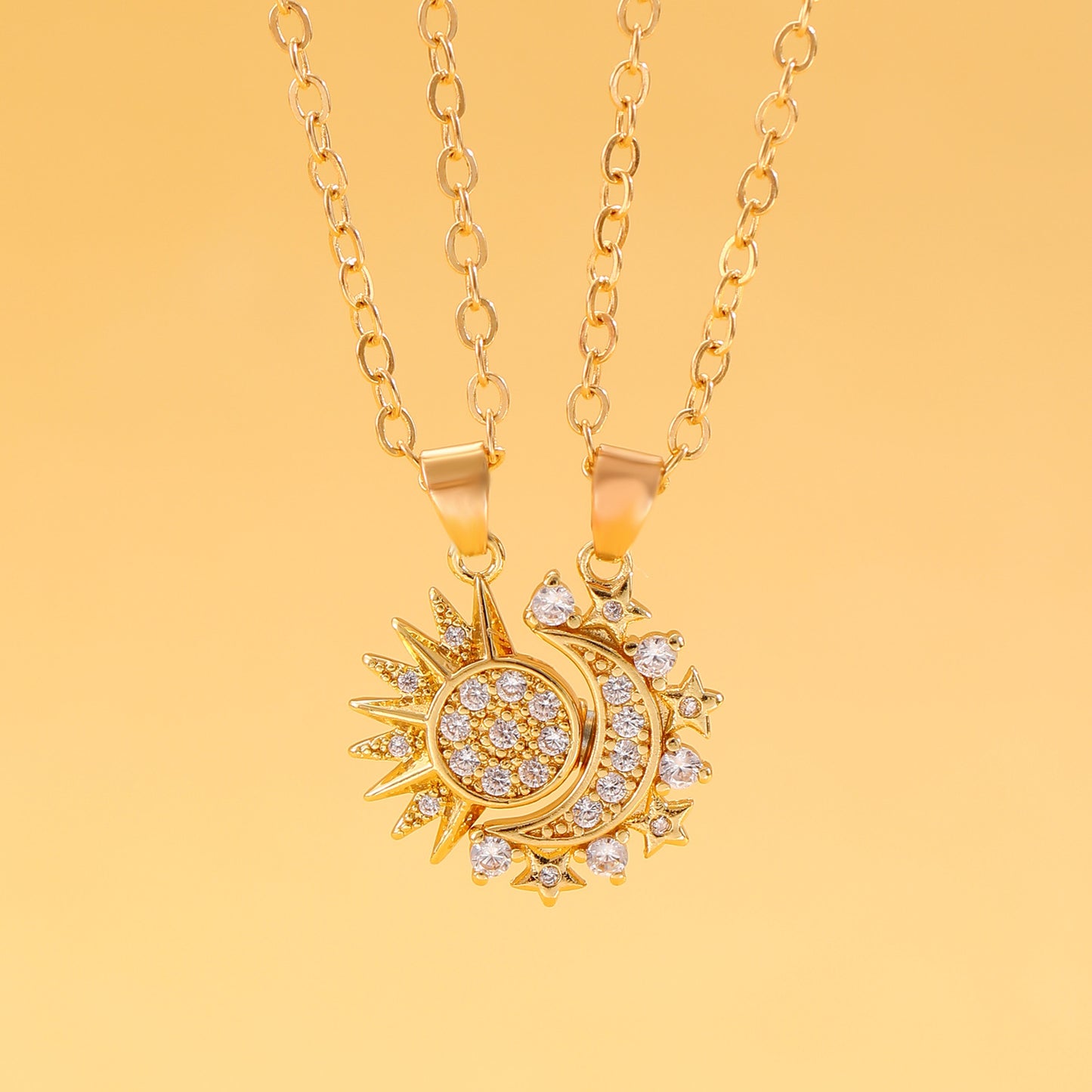 Magnetic Sun & Moon Couple Necklace – Stylish, Versatile, and Elegant