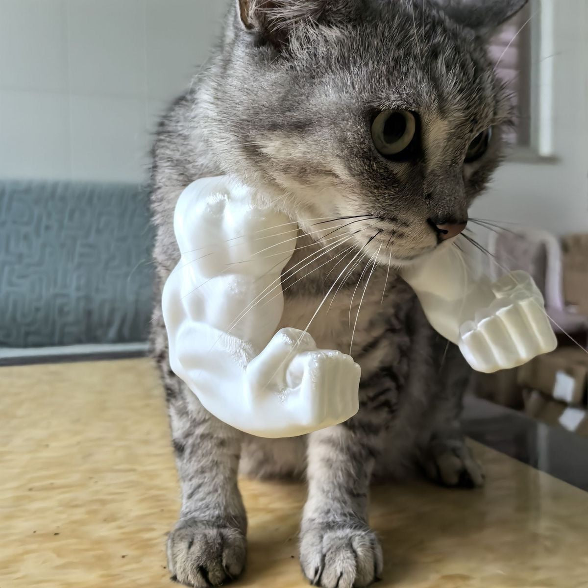 Hilarious Entrance! 3D-Printed 'Hulk Arm' Pet Neck Prop – Instantly Transform Your Pet into a Muscle Beast With a Raised Fist!