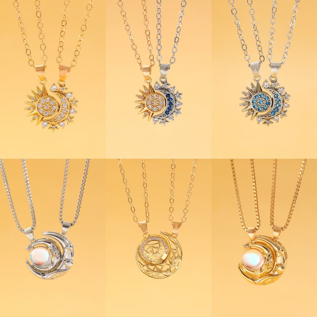 Magnetic Sun & Moon Couple Necklace – Stylish, Versatile, and Elegant