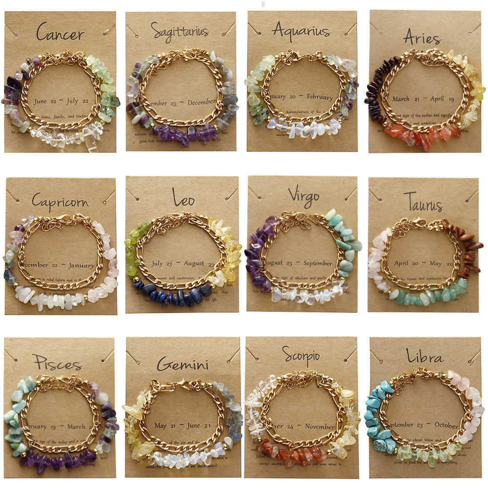 Handmade zodiac gravel bracelet