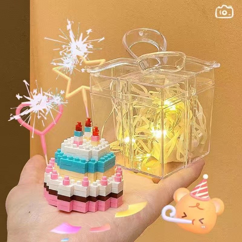 Birthday Cake Building Block Puzzle โ DIY Gift for Girls & Friends