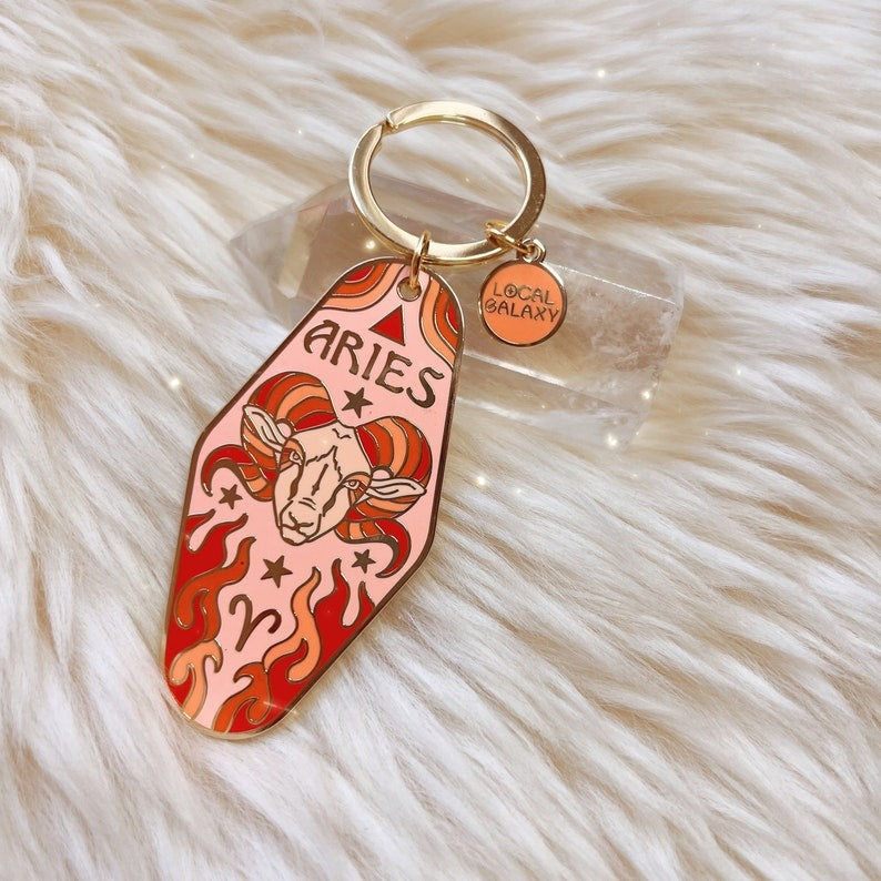 Twelve constellations metal enamel keychain