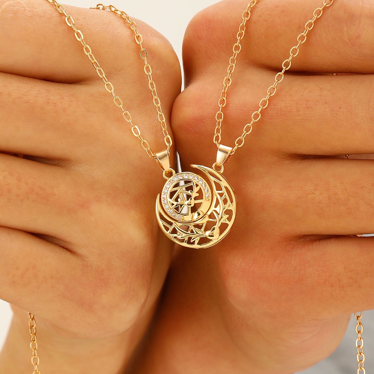 Magnetic Sun & Moon Couple Necklace – Stylish, Versatile, and Elegant