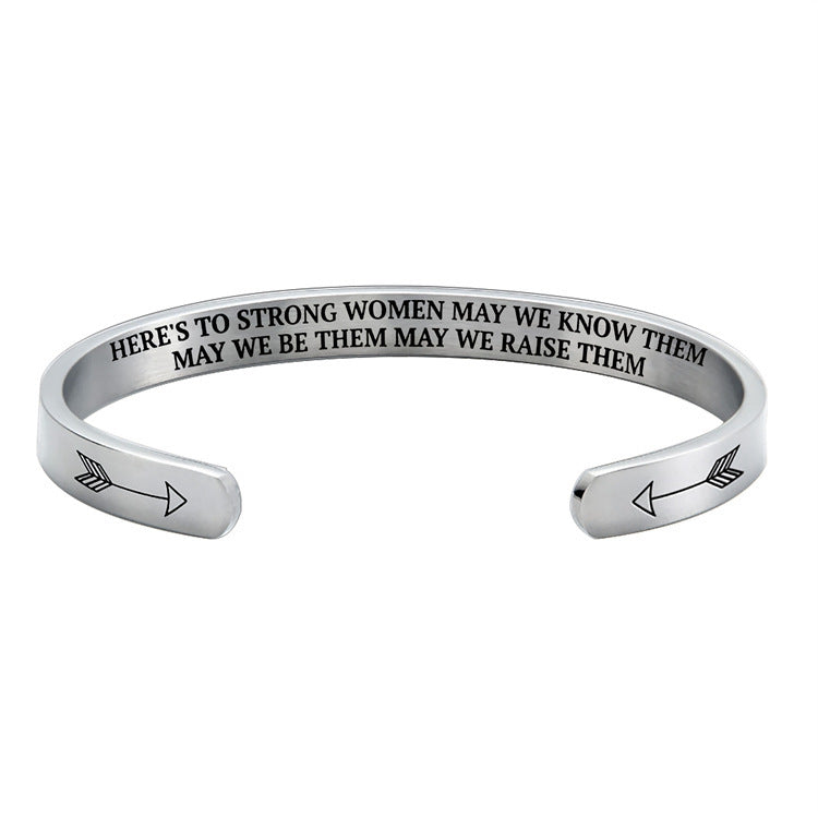 Retro Cross Open Stainless Steel Bracelet – Unisex Engraved Cuff