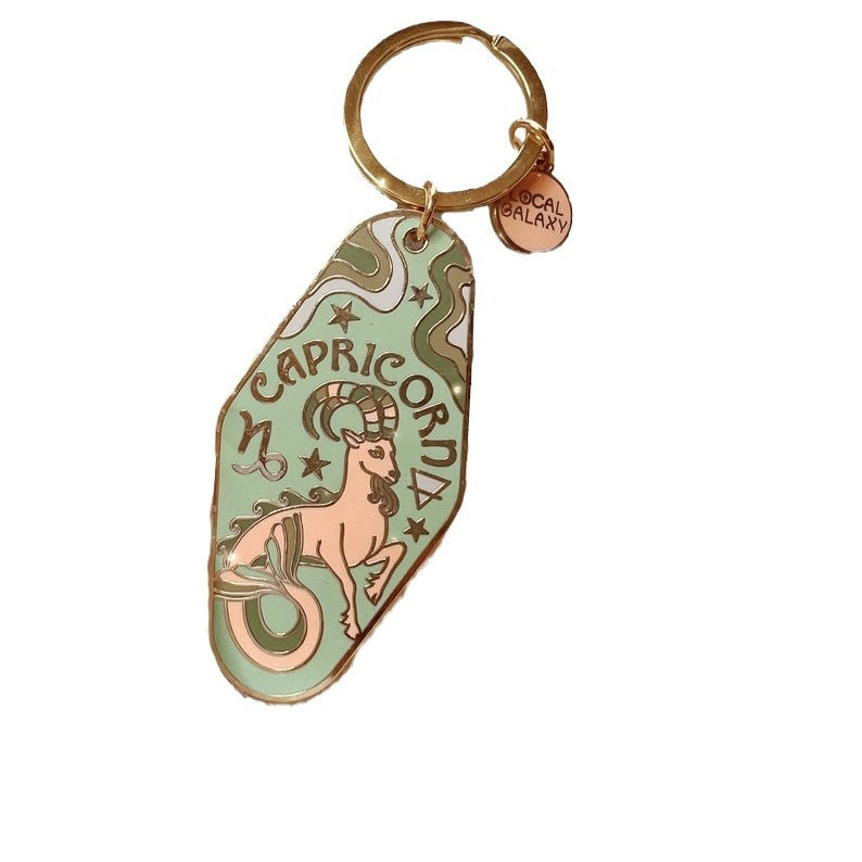 Twelve constellations metal enamel keychain