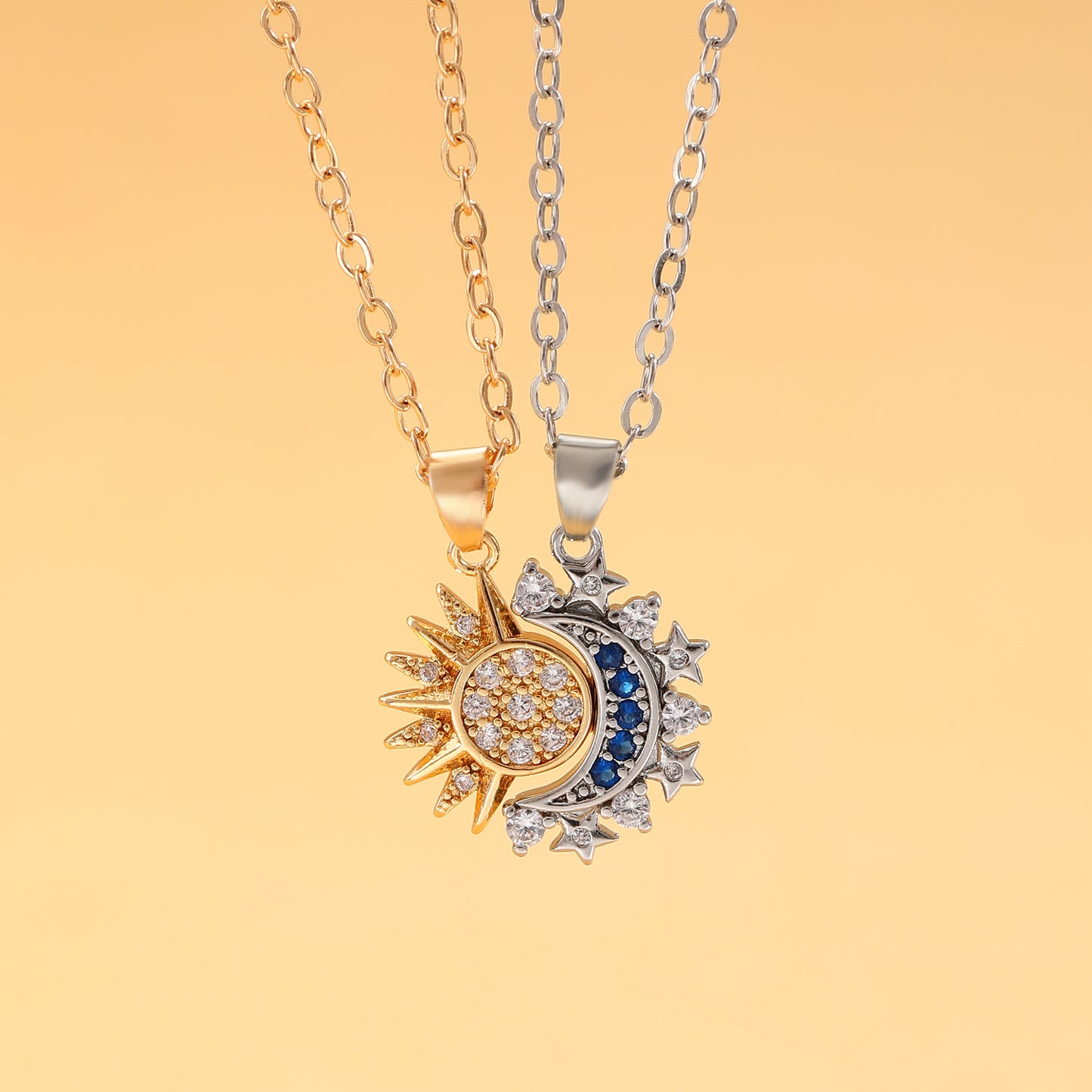 Magnetic Sun & Moon Couple Necklace – Stylish, Versatile, and Elegant