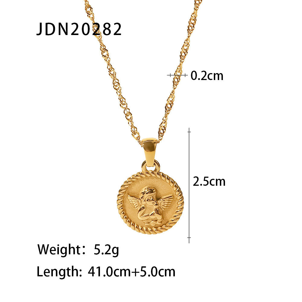 Vintage Heart Pendant Necklace โ Stainless Steel & Zircon
