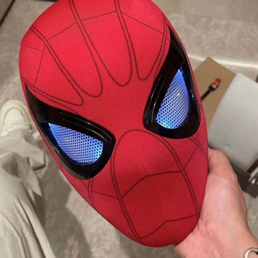 Spider-Man Mask with Movable Eyes & Jaw-Controlled Blinking โ Electric Cosplay Helmet Toy