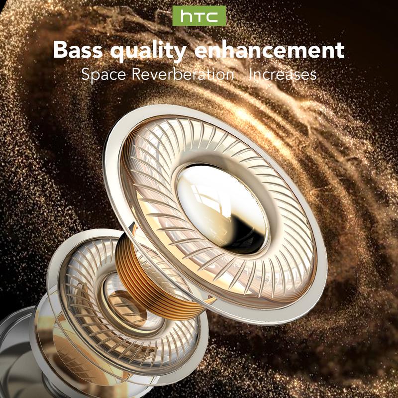 HTC NE20 Bluetooth 5.4 Earphones LED Display High Fidelity Waterproof Wireless Earphones | Suitable for Office, Sports, Study and Audio Calls | Built-in Microphone | Earphones