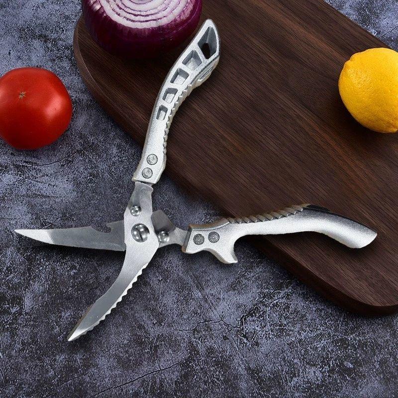 Kitchen Shears with Slip Handle & Safety Lock,Professional Heavy Duty Kitchen Scissors,Meat Cutting, Turkey, Fish, Vegetables, Dishwasher Safe