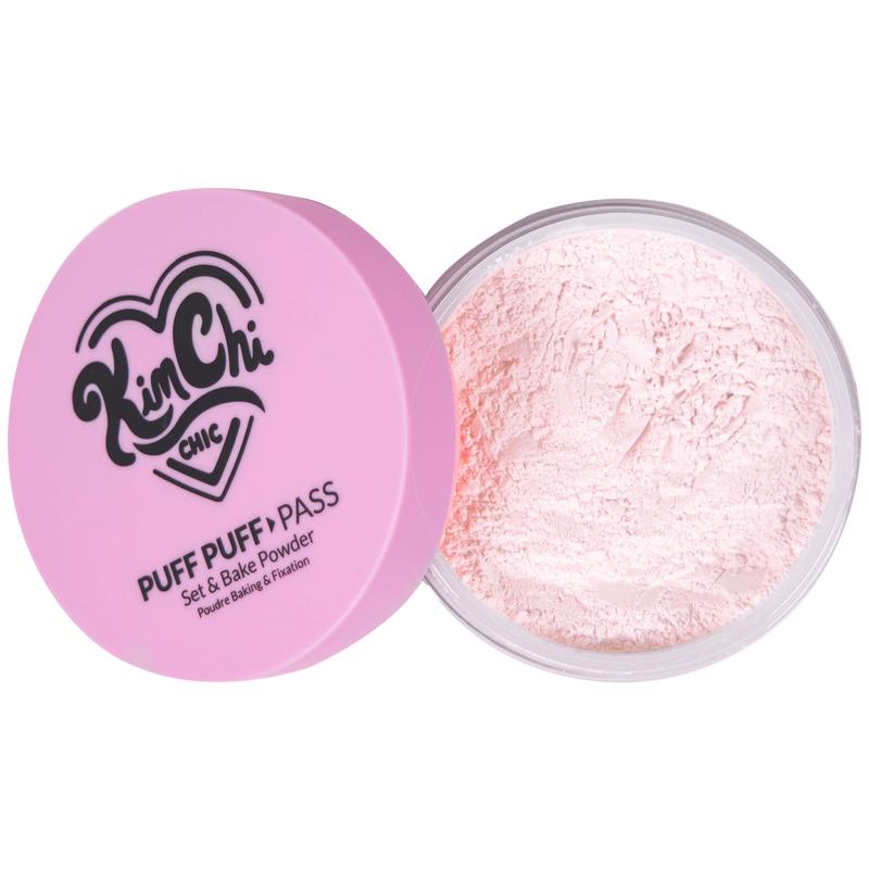 KimChi Chic Puff Puff Pass Set & Bake Powder with Rice Powder & Vitamin-E, Lightweight & Translucent Makeup, Cosmetic Setting Powder