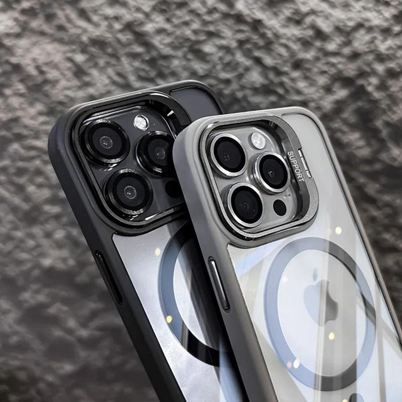 Shockproof Mag Safe Clear Case For iPhone 16 Pro Max 17 Camera Lens Protector Phone Cover Built-in Kickstand