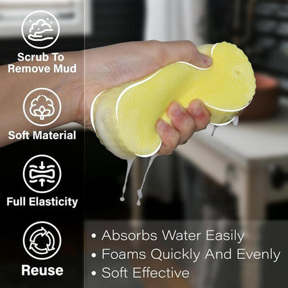[2count]Magic Exfoliating Bath Sponge,3D Super Soft Exfoliating Bath Sponge,Skin Friendly and Reusable,Alternative to exfoliating Gloves,Random Color.