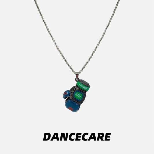 DANCECARE Boxing Glove Necklace – KO Pendant, Unisex Hip-Hop Adjustable 60+5cm