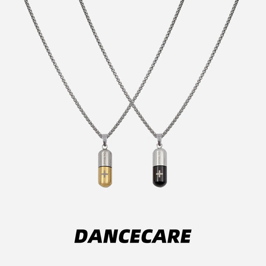 DANCECARE Capsule Pendant Necklace – Titanium Steel Healing Style Unisex Jewelry