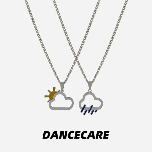 DANCECARE · Weather Series Necklace – Cloud & Sun Pendant, Unisex Couple Jewelry 60cm