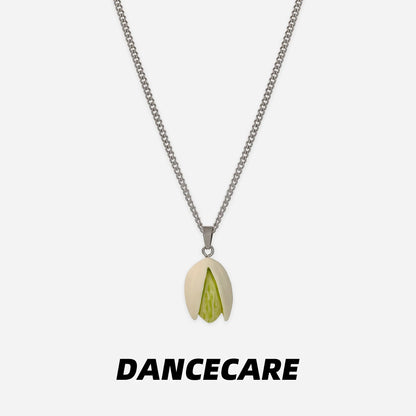 DANCECARE Pistachio Pendant Necklace – Fun Food Unisex Adjustable 70cm