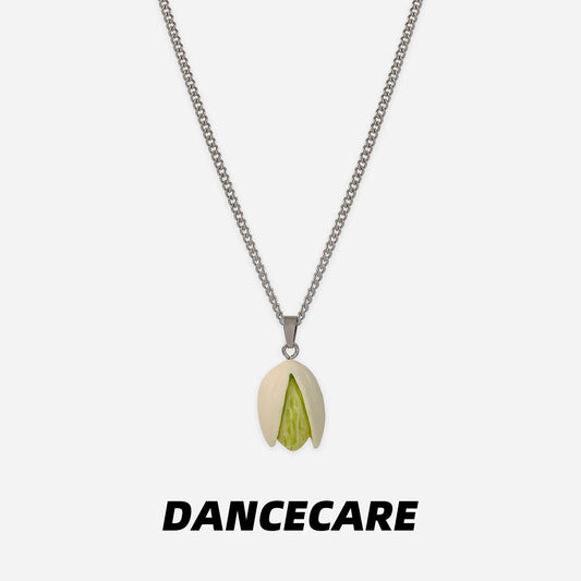 DANCECARE Pistachio Pendant Necklace – Fun Food Unisex Adjustable 70cm
