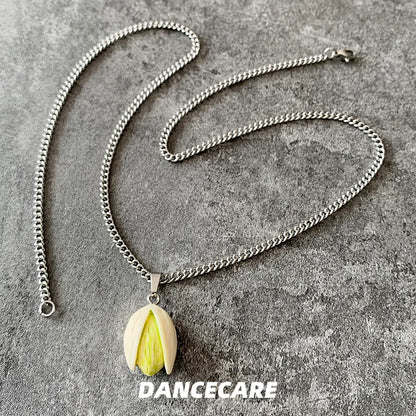 DANCECARE Pistachio Pendant Necklace – Fun Food Unisex Adjustable 70cm