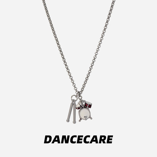 DANCECARE Drum Set Necklace – Punk Rock Music Pendant, Unisex Adjustable 60+5cm