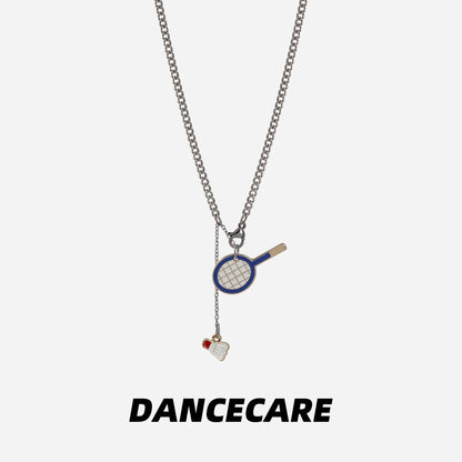 DANCECARE · Badminton Racket Pendant Necklace – Unisex Sports Jewelry, 70cm