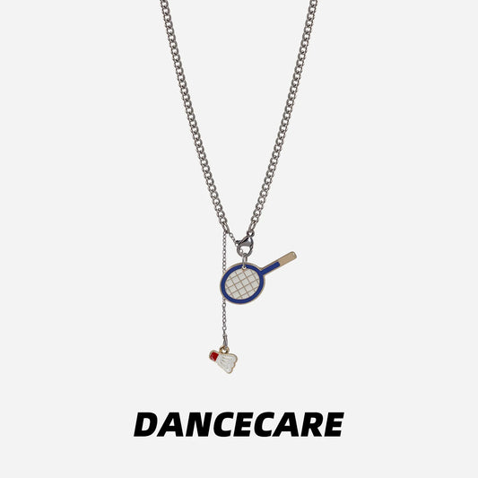 DANCECARE · Badminton Racket Pendant Necklace – Unisex Sports Jewelry, 70cm