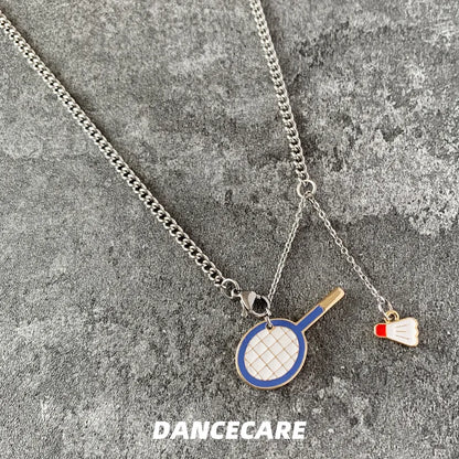 DANCECARE · Badminton Racket Pendant Necklace – Unisex Sports Jewelry, 70cm