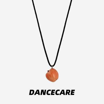 DANCECARE Apple Pendant Necklace – Red Fruit Choker, Unisex Adjustable 70cm