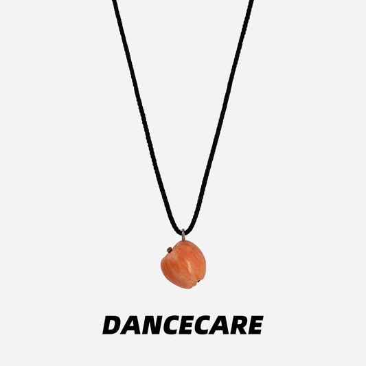 DANCECARE Apple Pendant Necklace – Red Fruit Choker, Unisex Adjustable 70cm