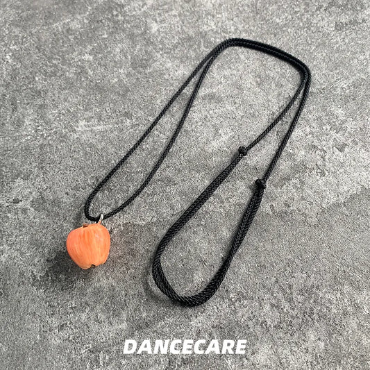 DANCECARE Apple Pendant Necklace – Red Fruit Choker, Unisex Adjustable 70cm