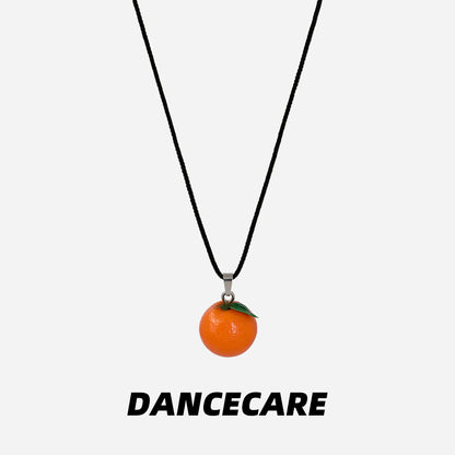 DANCECARE Orange Pendant Necklace – Fun Fruit Unisex Adjustable 70cm